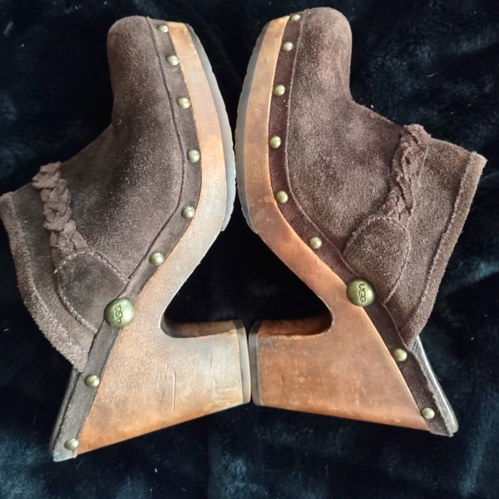UGGs brown suede heeled mules